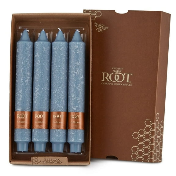 Root Unscented Timberline Collenette 9" Candles, Williamsburg Blue - Box of 4