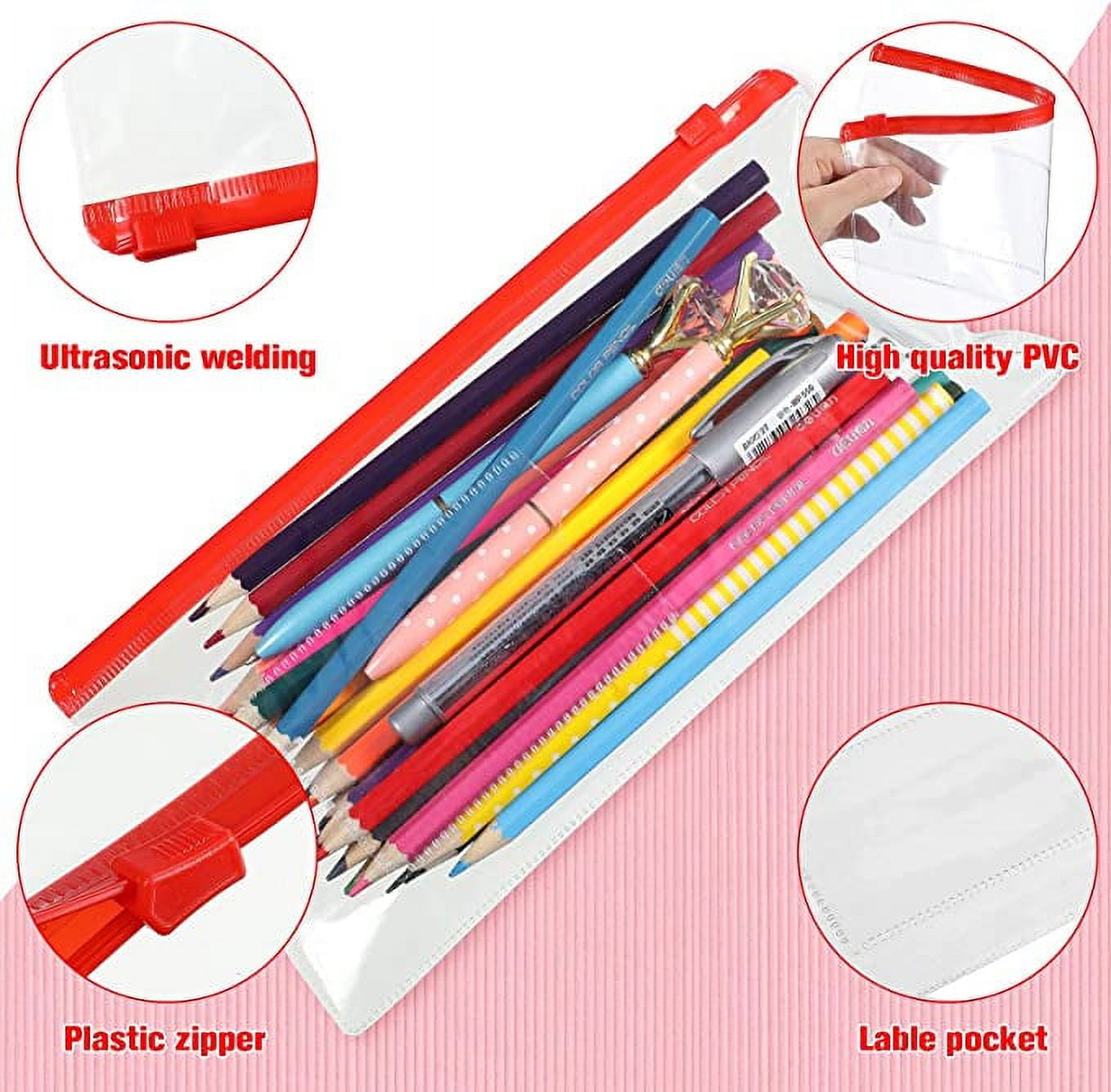 100 Pieces Zipper Envelope Clear Pencil Case Bulk with Label Pocket Clear  Plastic Envelopes with Zippered, A6 Pencil Bags for Cash, School Office  Supplies, 9.2 x 4.7 Inches (White) - Yahoo Shopping