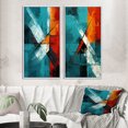 thumbnail image 1 of Designart "Ineffable Love Teal Abstract III" Abstract Painting Framed Wall Art Set Of 2 - Modern Red Frame Gallery Set For Office Decor, 1 of 6