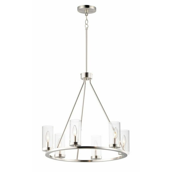 6 Light Chandelier-22.75 inches Tall and 24 inches Wide-Satin Nickel Finish Bailey Street Home 93-Bel-4601391