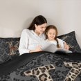 thumbnail image 4 of Castle Fairy Leopard Bow Letter K Full Size Comforter Sets 3 Pieces for Women,Gothic Theme Bedding Sets,Black Reversible, 4 of 6