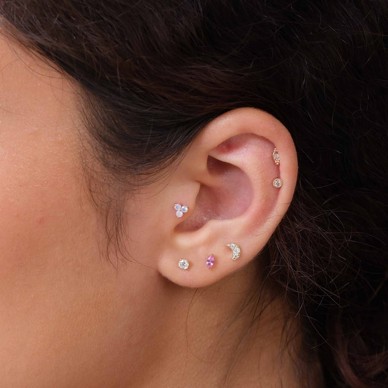 Trinity Tragus Stud Gold Tiny Cartilage Piercing Helix 