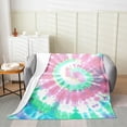 thumbnail image 5 of Tie Dye Blanket for Kids Girls Adult,Girls Boho Psychedelic Pink Throw Blanket 40x50,Bohemian Gypsy Watercolor Fleece Blanket Warm,Exotic Teal Blue Spiral Flannel Blanket Living Room Decor, 5 of 5