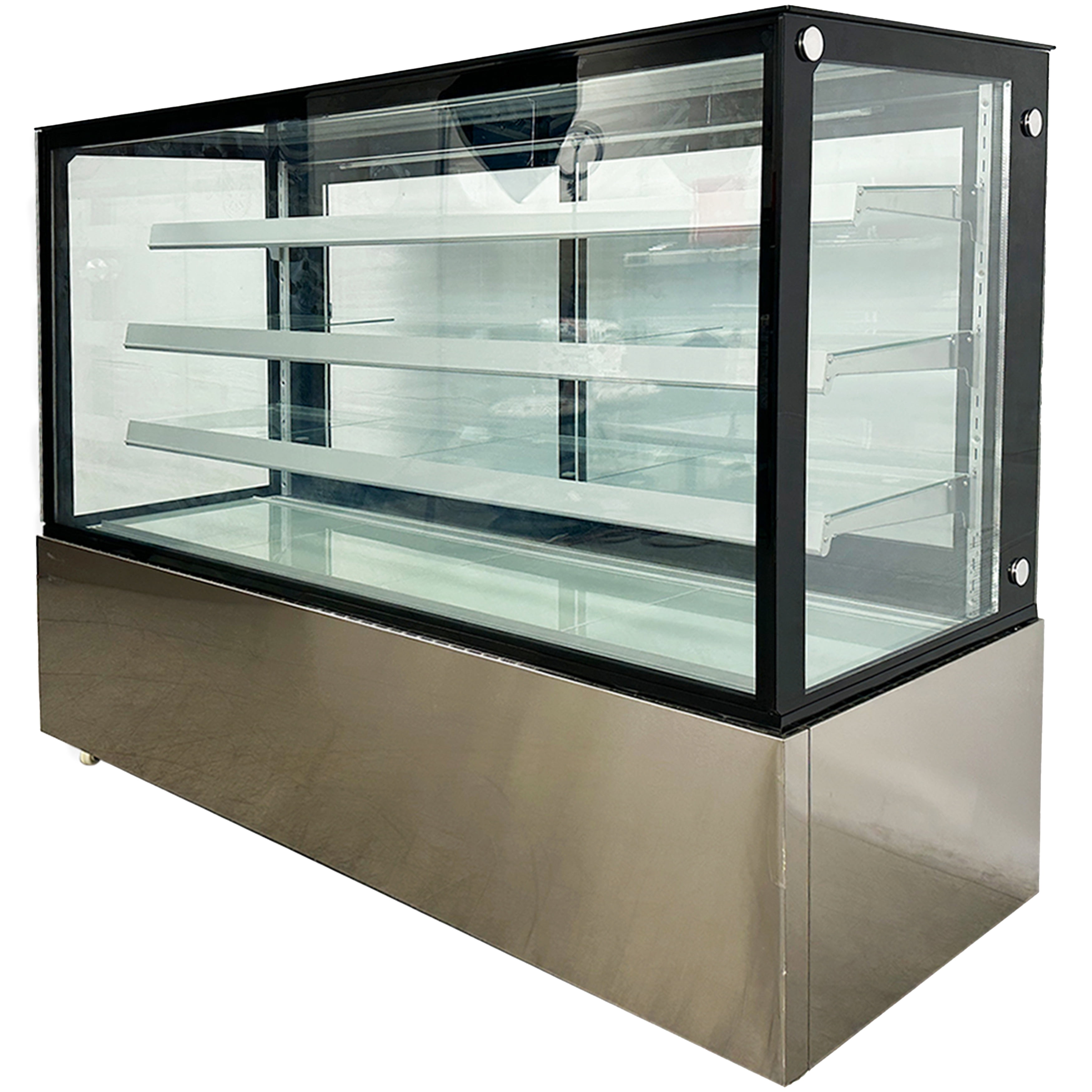 72 in. Commercial Bakery Display Case Sliding 2-Door Glass Front Refrigerator in Stainless Steel 29 Cu.Ft. NSF