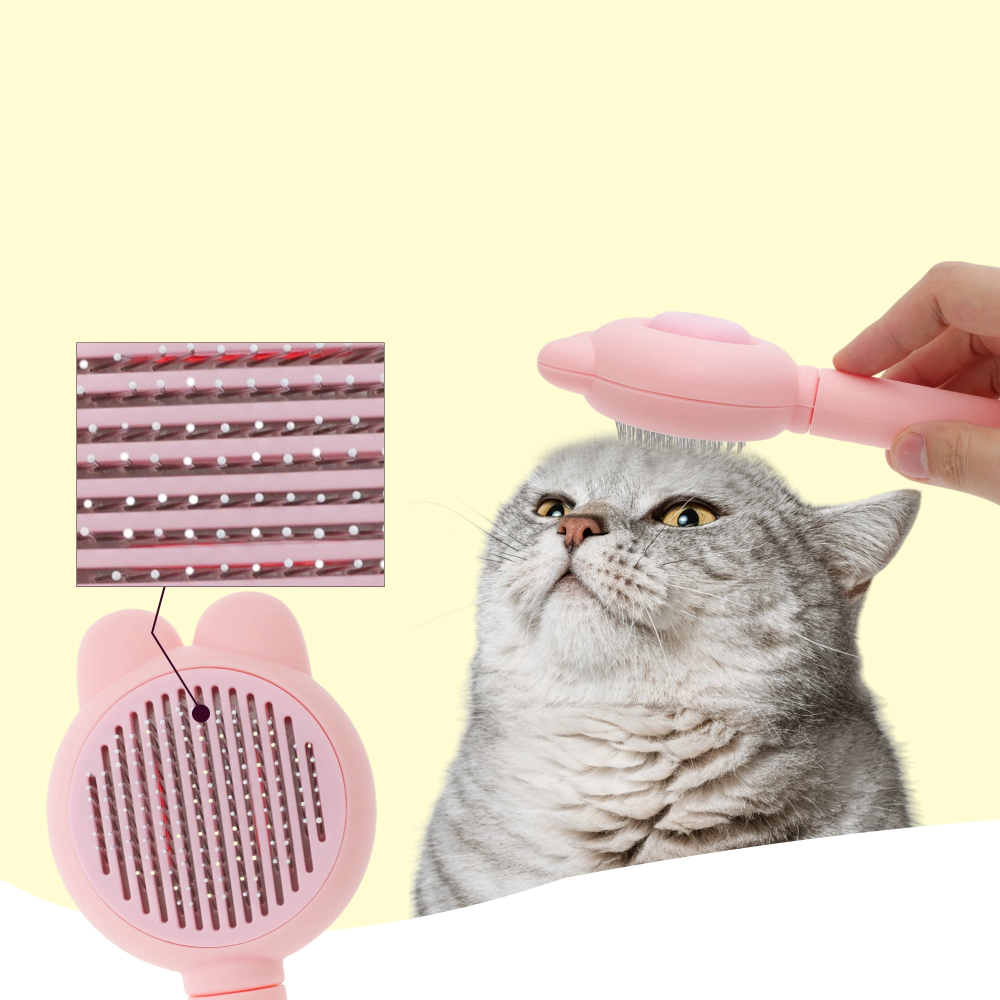 Unique Bargains Pet Brush for Cats and Dogs for Deshedding Pink 7.68 in