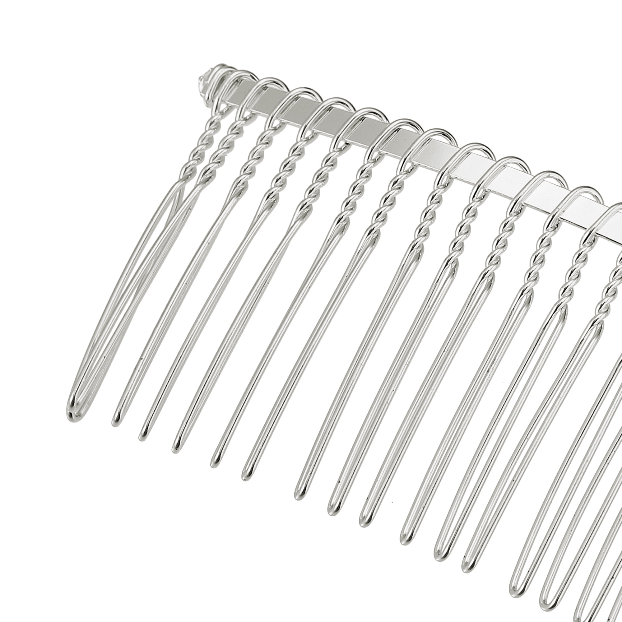 Unique Bargains 12 Pcs No Slip Hair Side Combs Accessories Metal 3" Silver Tone