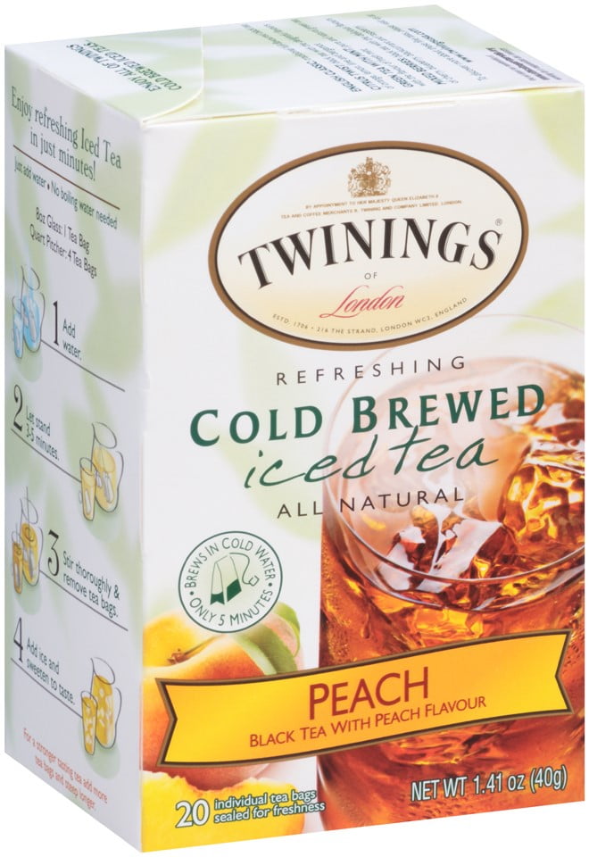 Twinings of London Peach Cold Brewed Iced Tea Bags , 20 Ct., 1.41 oz