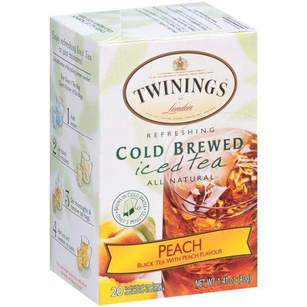 Twinings of London Peach Cold Brewed Iced Tea Bags , 20 Ct., 1.41 oz