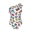 thumbnail image 4 of Yiaed Colorful Numbers Print Women One Piece Swimsuits Tummy Control One Shoulder Bathing Suits Pattern Ruffle Swimwear-Small, 4 of 8