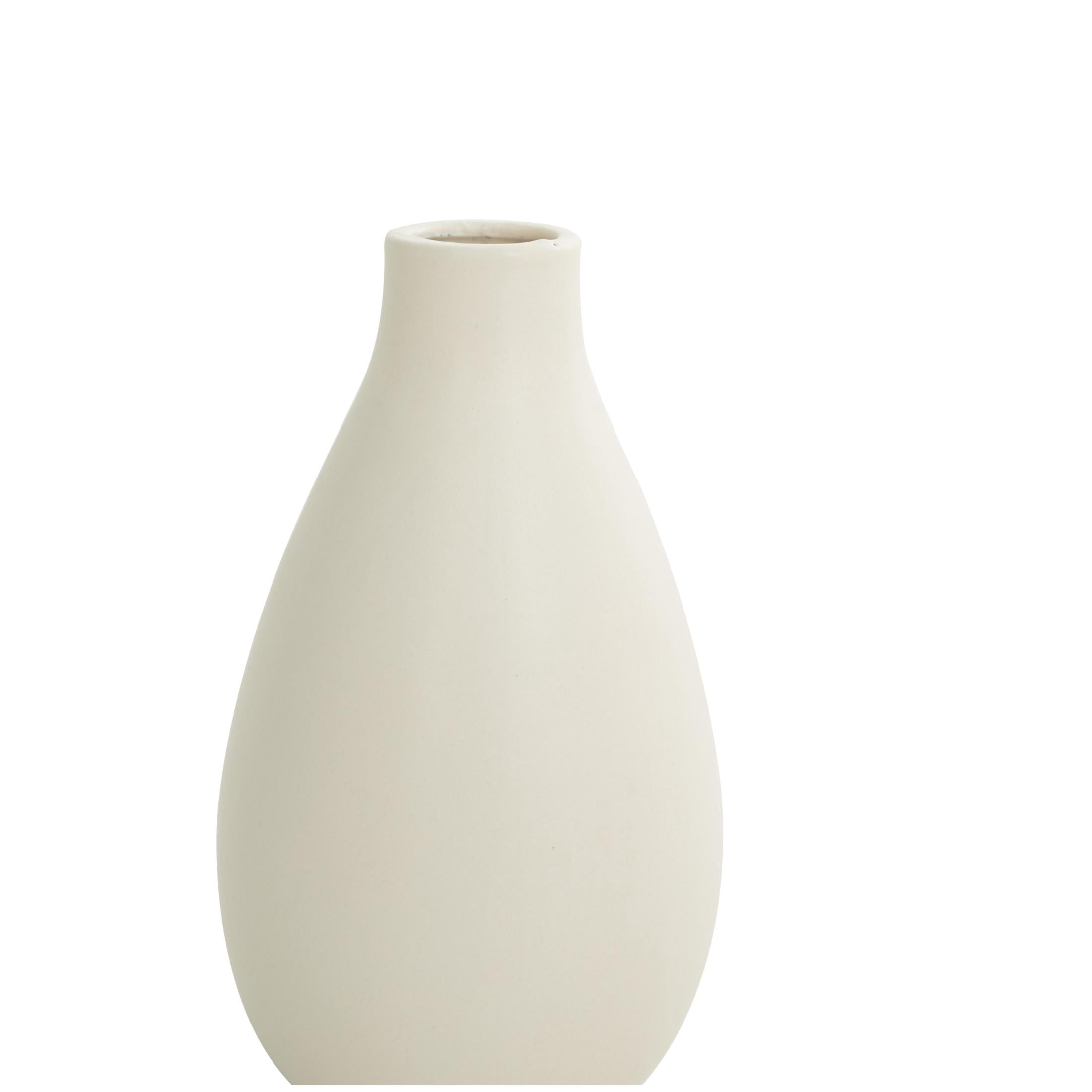 DecMode 5"W, 8"H Cream Ceramic Vase with Varying Shapes, Set of 3