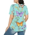 thumbnail image 4 of Odbmxy Womens Plus Size Tee Shirts Short Sleeve Summer Plus Size Tops Women Daily Comfortable Dressy Butterfly Print Tops,Blue 2XL, 4 of 6