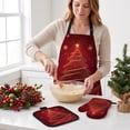 thumbnail image 6 of PYURTEP Christmas Kitchen Apron Oven Mitts Pot Holders Set, Heat Resistant Cotton Cooking Set, Christmas Kitchen Gift for Women Men Holiday Decor, 6 of 6