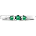 thumbnail image 5 of Sterling Silver Rhodium-Plated Polished Emerald 3 Stone Ring (Size 6) Made In India qr6384e-6, 5 of 5