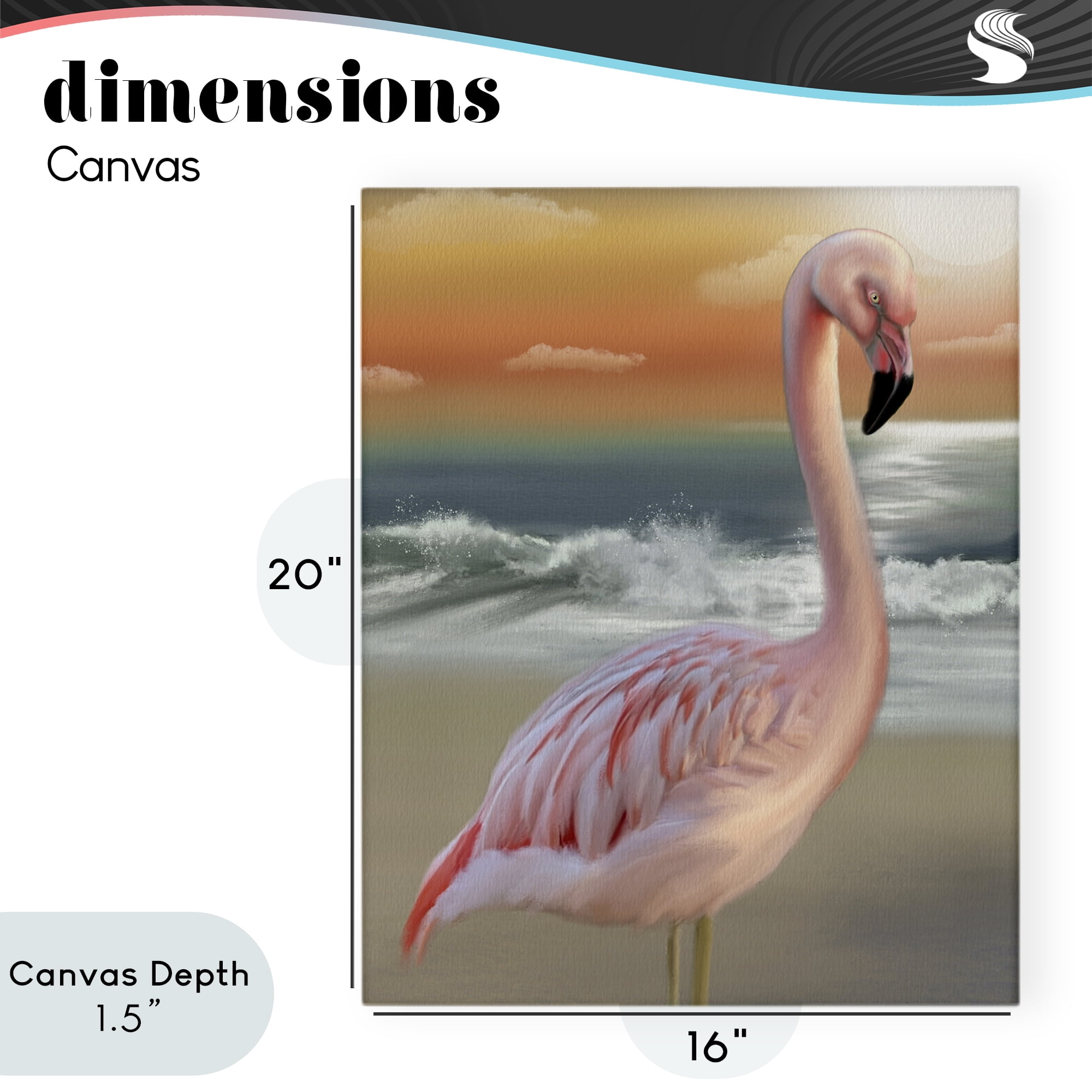 Stupell Industries Coastal Beach Flamingo Canvas Wall Art, design by Matthew Piotrowicz