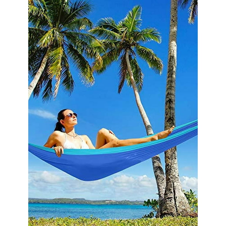 Kootek Camping Hammock Double Single Portable Hammocks with 2 Tree Straps Lightweight Nylon Parachute Hammocks for Backpacking Travel Beach Backyard Patio Hiking Blue Sky Blue Large Walmart