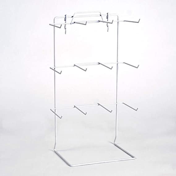 White Single 12 Peg Hook Counter Top Display Rack (Holds 3" x 5" Item