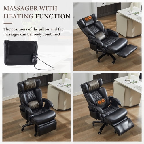 Bellemave Big and Tall Office Chair 400LBS Ergonomic Gaming Chair with High Back 360 Swivel & Headrest Footrest 150° Reclining Adjustable backrest Armrests Pockets and Pillow, Black