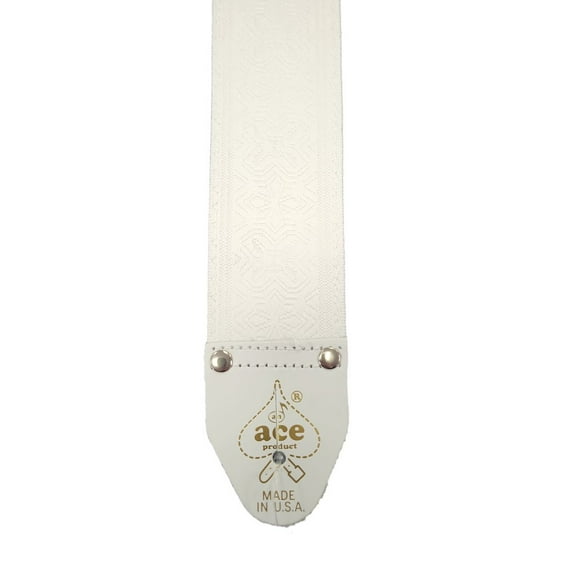 D'Andrea Ace Embossed Guitar Strap, White