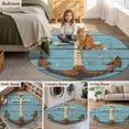 thumbnail image 6 of Marine Nautical Round Area&nbsp;Rug 6ft Vintage Anchor Wooden Board Non-Slip&nbsp;Washable Circle Rugs Soft Felt Indoor Floor Mat for Bedroom Kitchen Living Room Bathroom, 6 of 9