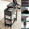 thumbnail image 5 of End Table with Charging Station, Flip Top Side Table with USB Ports and Outlets, Sofa Couch Table Bedside Table for Living Room Bedroom, Narrow Nightstand with Storage Shelves for Small Space, 5 of 14