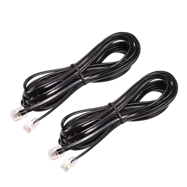 Cable de extensión telefónico Unique Bargains RJ11 6P4C macho a macho 9,84 Pies 2uds