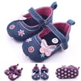 thumbnail image 6 of Otqutp Baby Round Toe Shoes Girls Sneakers Baby Cute Bow Embroidered Walking Shoes Flat Shoes Toddler Walking Shoes, 6 of 8