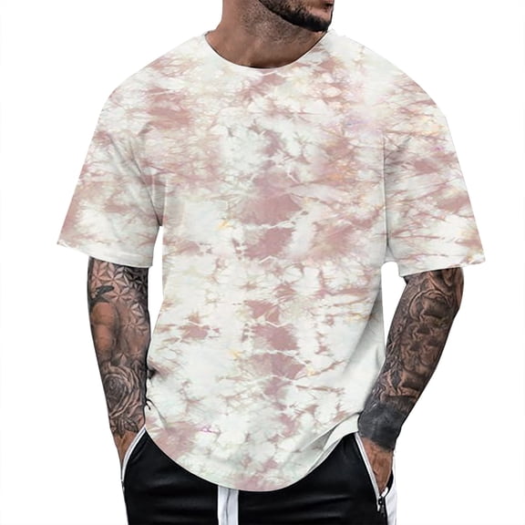 Krdevn Men's Tie Dye Loose Fit T Shirt Casual Comfortable Round Neck Tee for All Seasons,3XL