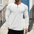 thumbnail image 2 of USNSM Mens Fall Fashion Casual Henley Shirt Solid Color Long Sleeve Slim Fitted Shirts for Athletic Gym Workout White XXXL, 2 of 5