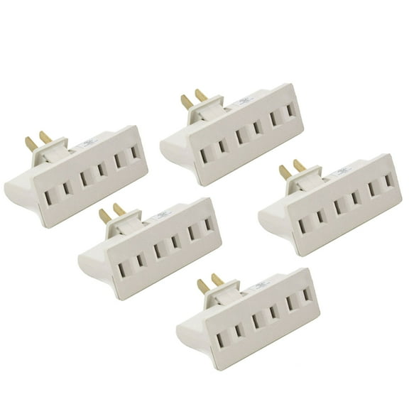 Wideskall 5-Packs 2 Prong 3 Outlet UL Certified Swivel Wall Tap