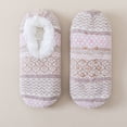 thumbnail image 2 of Trgacdwlo Retro Striped Roll Cuff Fuzzy Non Slip Ankle Slipper Socks for Men Women, Ultra Soft Warm Low Cut Indoor House Sleep Floor Socks for Daily Home Use, 2 of 3