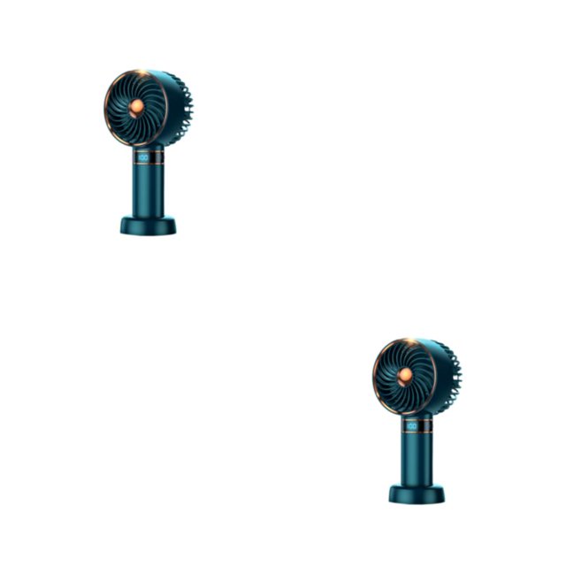 Inteprter Mini ventilador con soporte Ventiladores recargables USB Regalos Refrigeración por aire para oficina Verde 2Conjunto