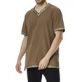thumbnail image 4 of Camisas de Manga Corta de los Hombres Estilo Étnico Impreso Hendidura Cuello en V, Ligero Top Transpirable para la Primavera Y el Verano, 4 of 6