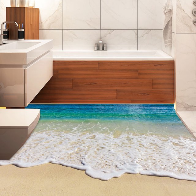 Gwong Decoración hogareña 2pcs Pegatinas de piso extraíbles impermeable Autoadhesivo 3D Starfish Playa Pequeño Pegatina de pared para dormitorio Gwong 21074545