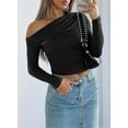 thumbnail image 4 of Scacto Women's Long Sleeve Off The Shoulder Tops Going Out Crop Tops Casual Y2K Slim Fit T-Shirts, 4 of 6