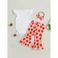 thumbnail image 4 of Coduop Newborn Baby Girls 3Pcs Outfit Set,Short Sleeve Romper and Strawberry Pants 3Pcs Clothes Set, 4 of 8