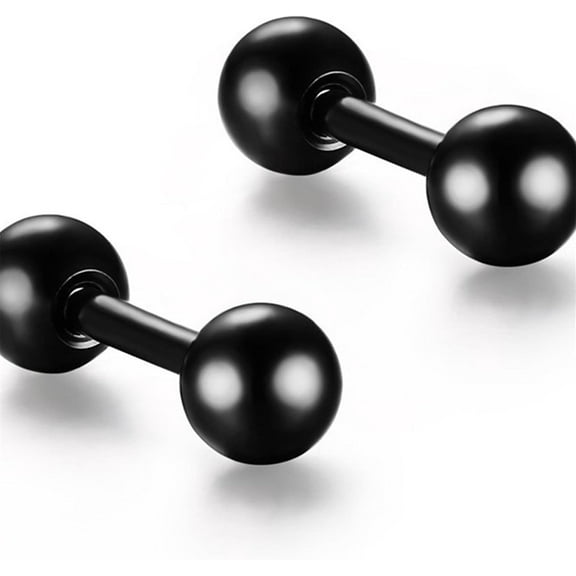 Titanium Steel Ball Stud Earrings Barbell Cartilage Tragus Helix Ear Piercing For Men Women, Black