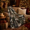 thumbnail image 3 of Wilderness Wildlife Moose Bear Cabin Lodge Patchwork, Peaceful Mountain Lake Scene, Warm Flannel Blanket for Cabin and Lodge, Outdoor Lovers Camping Gift, Artistic Home Decor, 3 of 9