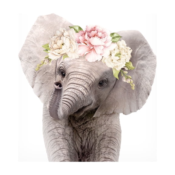 Lola Peacock 'Floral Baby Elephant' Canvas Art