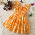 thumbnail image 4 of Rovga Easter Dresses For Toddler Girls 3-4 Years Sleeveless Round Neck Dresses Solid Color Floral Prints Sundress Relax Fit Daily Wear Orange, 4 of 9