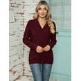 thumbnail image 3 of SOMER Women Sweaters Long Sleeve V Neck Pullover Collar Knitted Sweaters Burgundy, 3 of 6