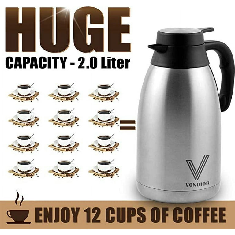 Vondior Airpot Coffee Dispenser with Pump - Insulated Stainless Steel  Coffee Carafe (68 oz)
