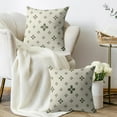 thumbnail image 3 of Sage Green Floral Pillow Covers 18x18 Set of 2 Block Print Cute Flower Boho Modern Modern Aesthetic Trendy Decorative Throw Pillow Cases Outdoor Farmhouse Vintage Decoration for Sofa Couch Bed, 3 of 6