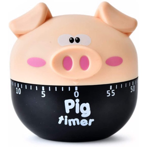 Minuterie de Cuisine Forme de Cochon Mignonne 60 Minutes Mécanique Manuel Accessoires pour Enfants, Cuisine à Domicile Minuterie (Kaki)