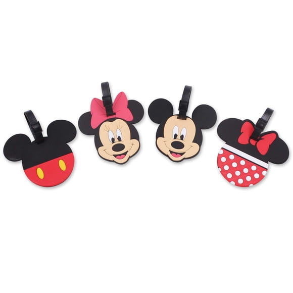 Juego de etiquetas de equipaje Mickey Minnie Silicone Travel, 4 unidades