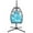 Blue Cushion + Black, variant on Swing Egg Chair,Rattan Hanging Egg Chairs Hammock with C Type Bracket,for Outdoor Indoor Unisex