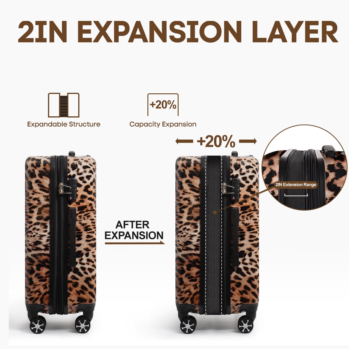 20 Inch Carry On Luggage Airline Approved Expandable Suitcase with Spinner Wheels & TSA Lock Lightweight Durable PC Hardshell Rolling Suitcase,0028#18