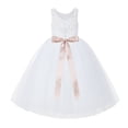 thumbnail image 2 of Ekidsbridal White V-Back Lace Tutu Flower Girl Dresses for Wedding Ceremony Mini Bridal Gown 212R3 8, 2 of 3