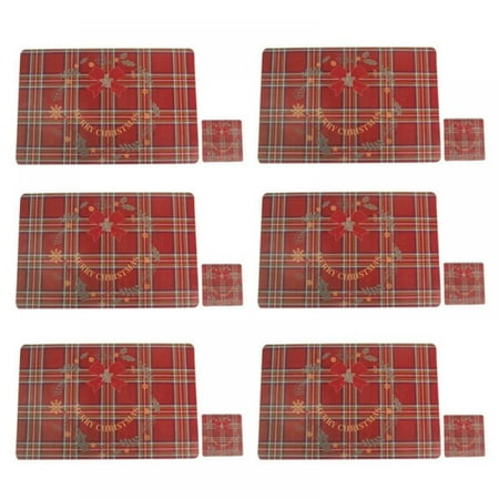 

GOODLY 6pcs Table Place Mats Christmas Placemat Heat-Resistant with Snowflake