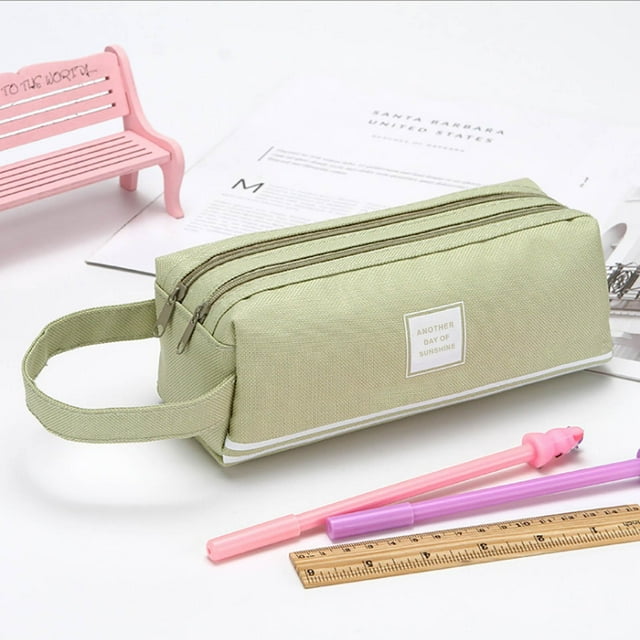zanvin home essentials Portable Large-capacity Double-layer Pencil Case Solid Color Pencil Case gifts clearance sale