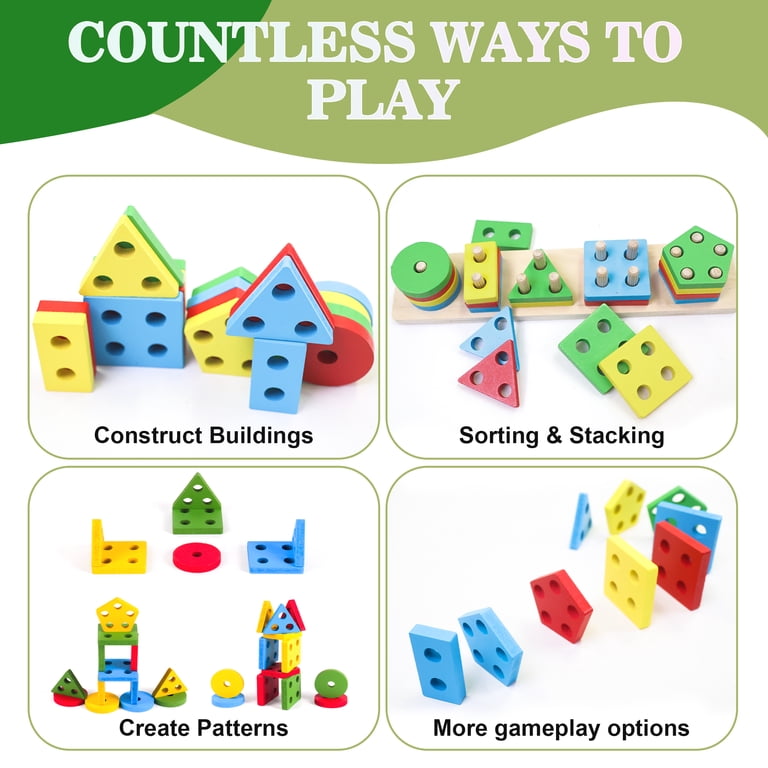 Keyahappy Wooden Shape Sorting & Stacking Puzzle photo 3